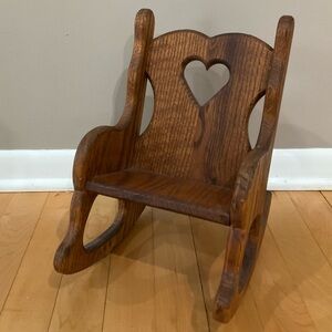 Doll Furniture Wooden Rocking Chair Heart Accent